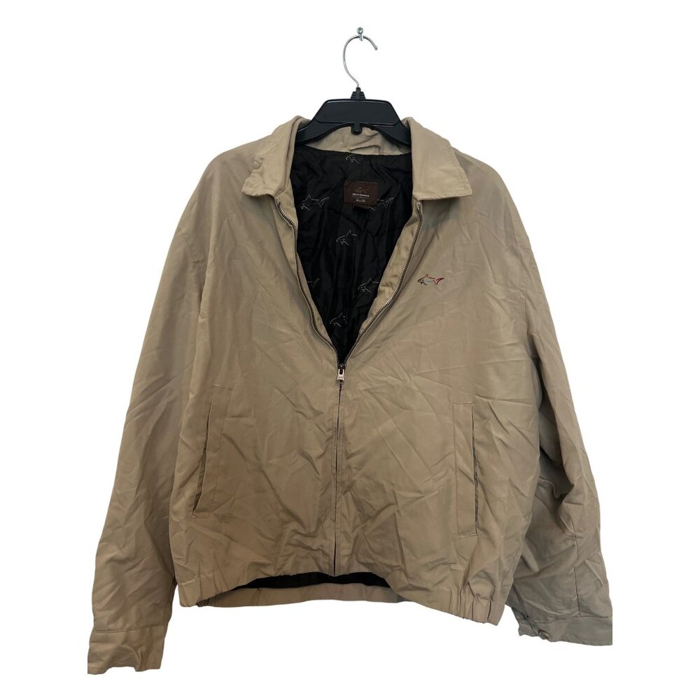 Greg Norman For Tasso Elba Beige Full-Zip Jacket M Polyester Lightweight Golf Wi